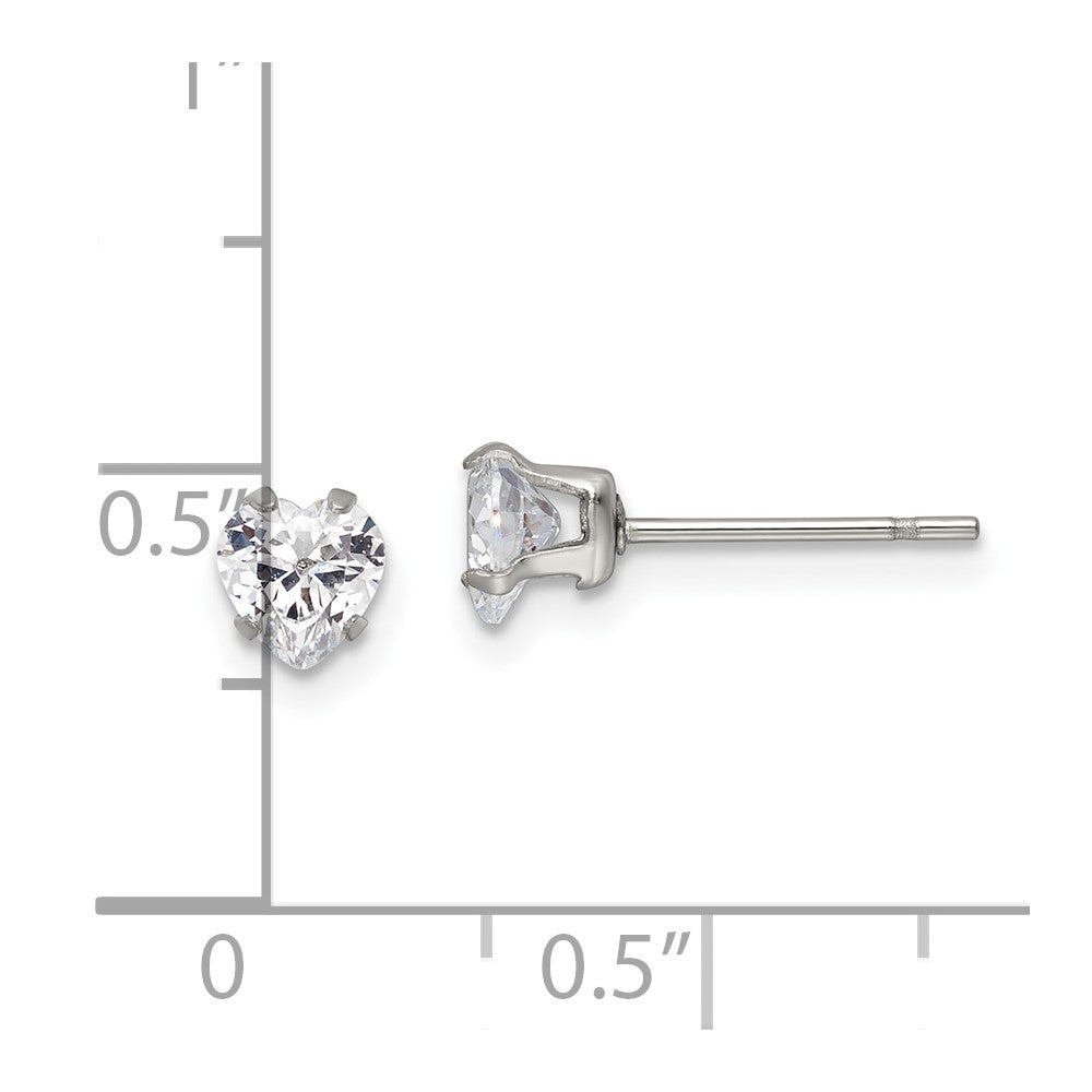 FJC Finejewelers Stainless Steel Polished 5mm Heart CZ Stud Post Earrings 5 mm x 4 mm