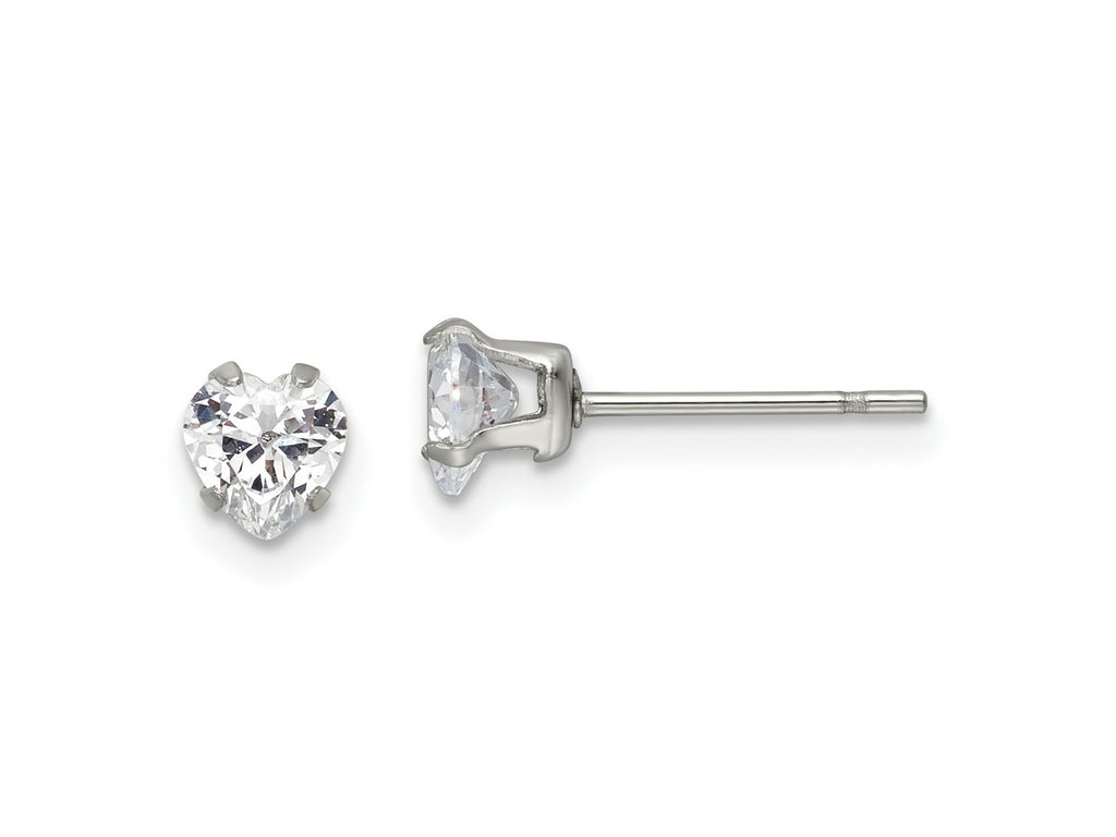 FJC Finejewelers Stainless Steel Polished 5mm Heart CZ Stud Post Earrings 5 mm x 4 mm