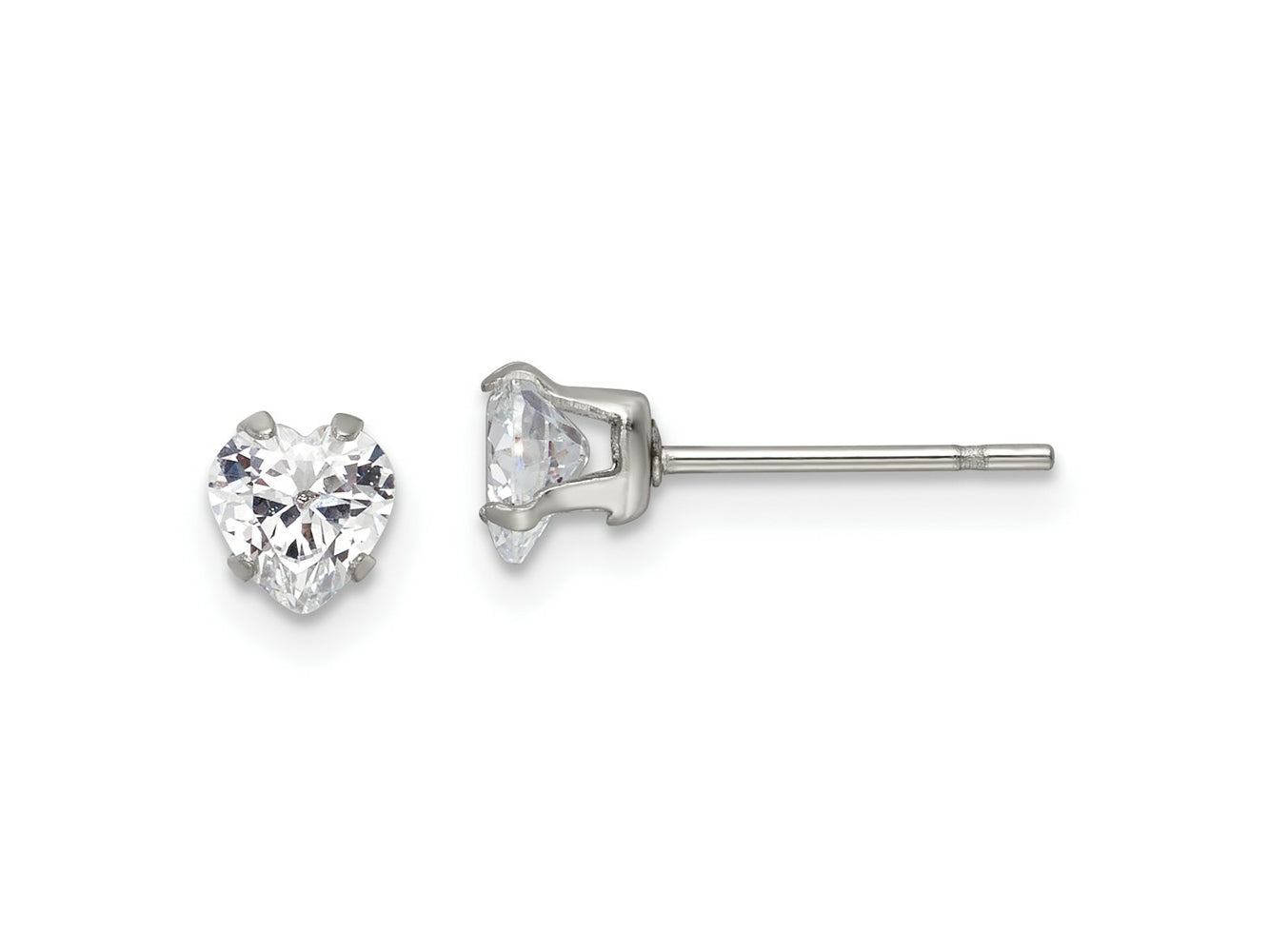 FJC Finejewelers Stainless Steel Polished 5mm Heart CZ Stud Post Earrings 5 mm x 4 mm
