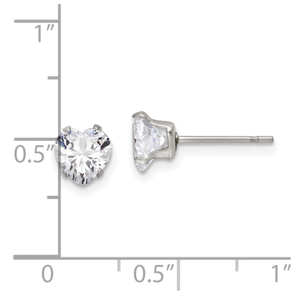 FJC Finejewelers Stainless Steel Polished Heart CZ Stud Post Earrings 6 x 6 mm