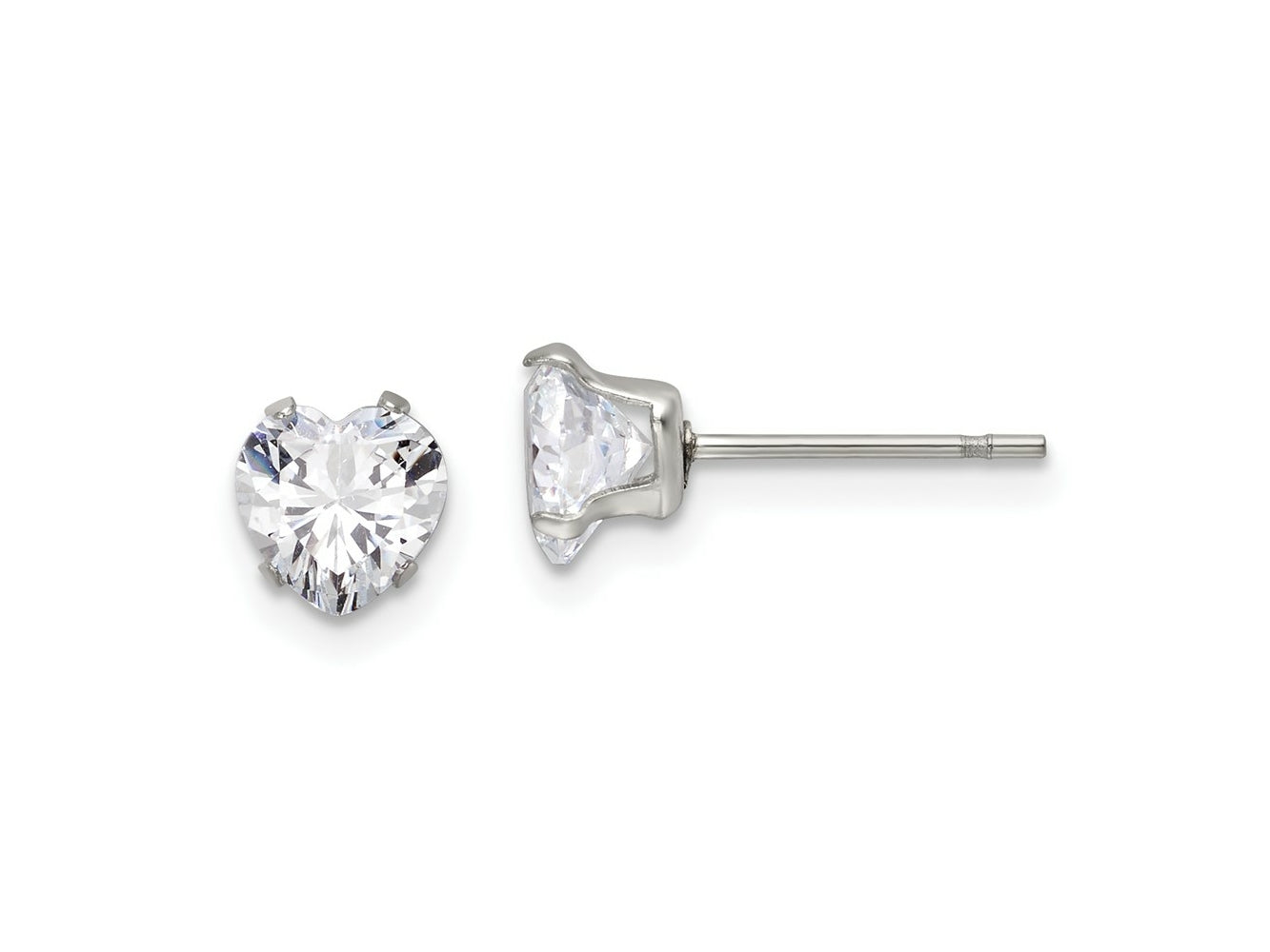 FJC Finejewelers Stainless Steel Polished Heart CZ Stud Post Earrings 6 x 6 mm