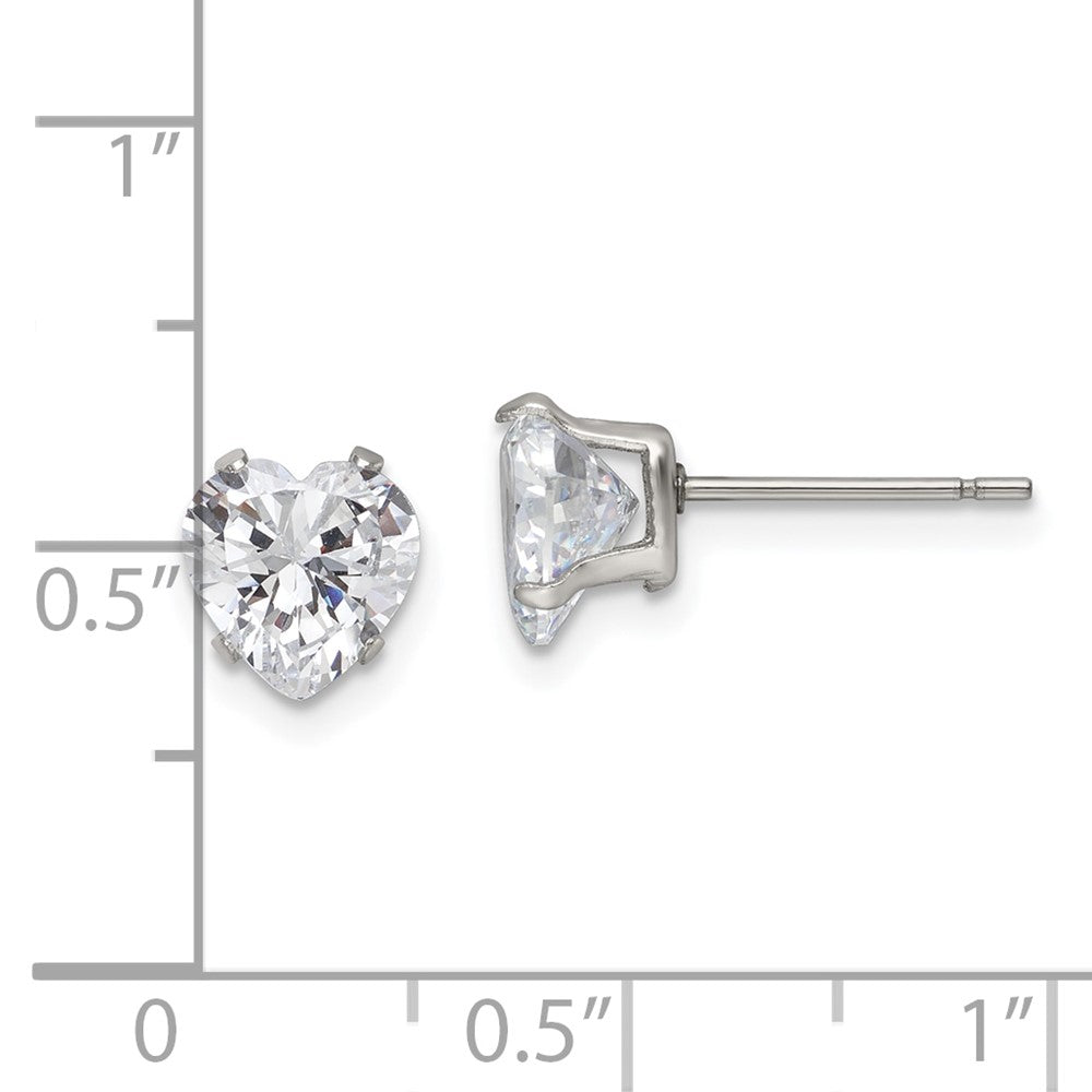 FJC Finejewelers Stainless Steel Polished Heart CZ Stud Post Earrings 7 x 7 mm