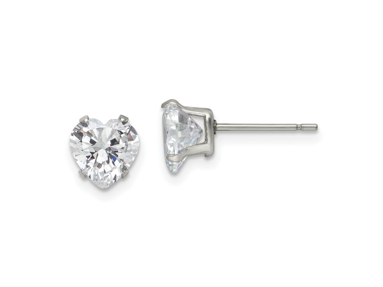 FJC Finejewelers Stainless Steel Polished Heart CZ Stud Post Earrings 7 x 7 mm