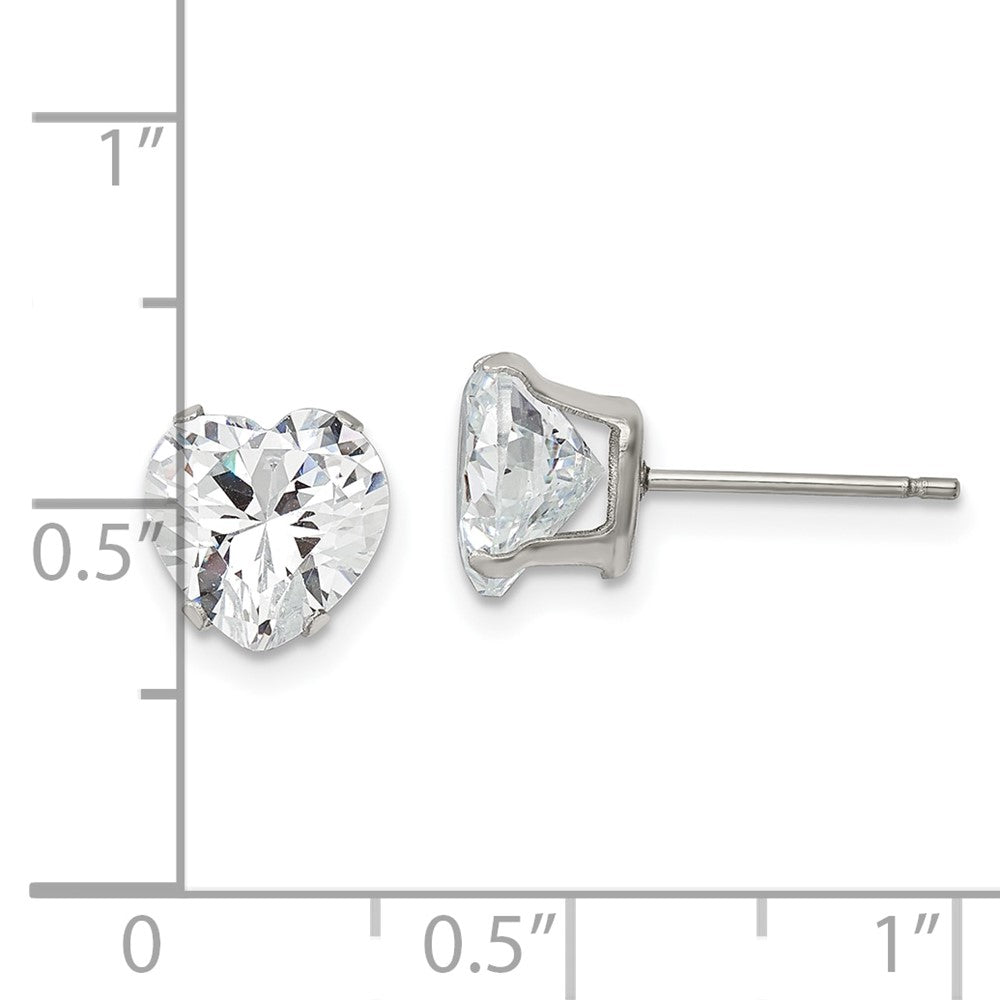 FJC Finejewelers Stainless Steel Polished 8mm Heart CZ Stud Post Earrings 8 mm x 7 mm
