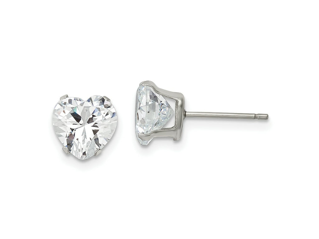 FJC Finejewelers Stainless Steel Polished 8mm Heart CZ Stud Post Earrings 8 mm x 7 mm