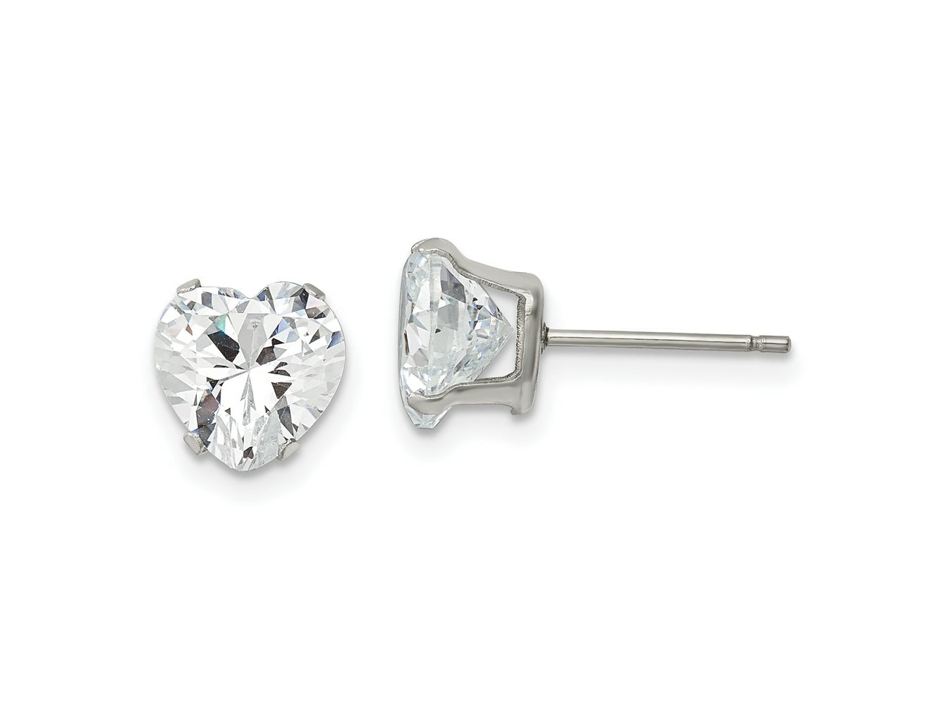 FJC Finejewelers Stainless Steel Polished 8mm Heart CZ Stud Post Earrings 8 mm x 7 mm