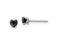 FJC Finejewelers Stainless Steel Polished Black Heart CZ Stud Post Earrings 4 x 4 mm
