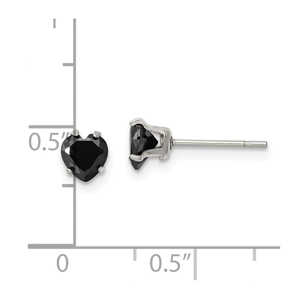 FJC Finejewelers Stainless Steel Polished 5mm Black Heart CZ Stud Post Earrings 5 mm x 4 mm