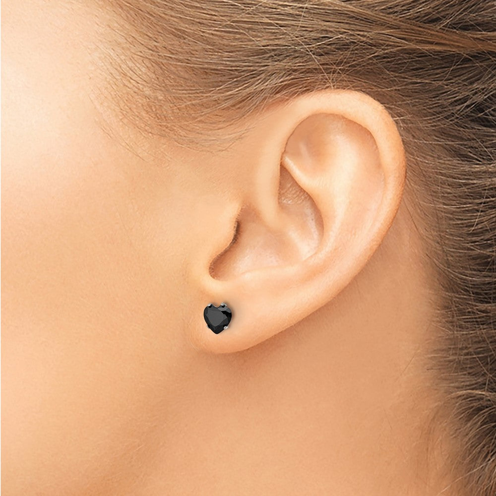 FJC Finejewelers Stainless Steel Polished Black Heart CZ Stud Post Earrings 6 x 6 mm
