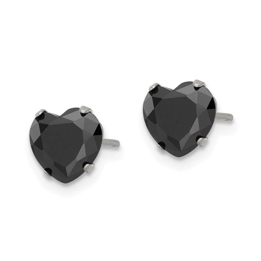 FJC Finejewelers Stainless Steel Polished 7mm Black Heart CZ Stud Post Earrings 7 mm x 6 mm
