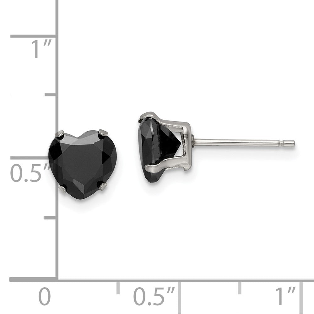 FJC Finejewelers Stainless Steel Polished 7mm Black Heart CZ Stud Post Earrings 7 mm x 6 mm