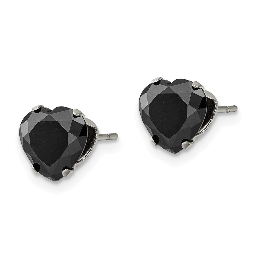 FJC Finejewelers Stainless Steel Polished 8mm Black Heart CZ Stud Post Earrings 8 mm x 7 mm