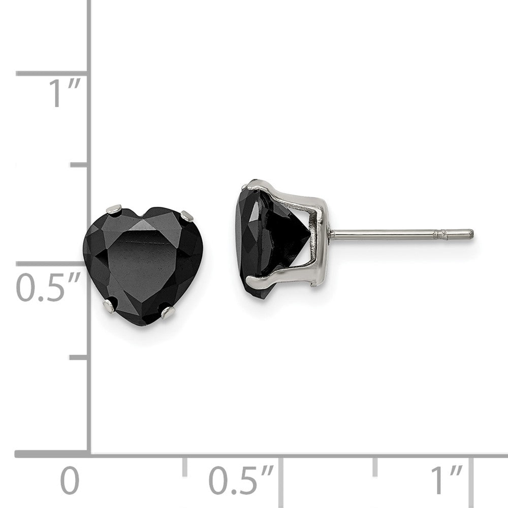 FJC Finejewelers Stainless Steel Polished 8mm Black Heart CZ Stud Post Earrings 8 mm x 7 mm