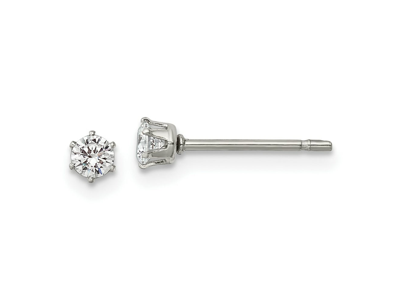 FJC Finejewelers Stainless Steel Polished CZ Stud Post Earrings 3 x 3 mm