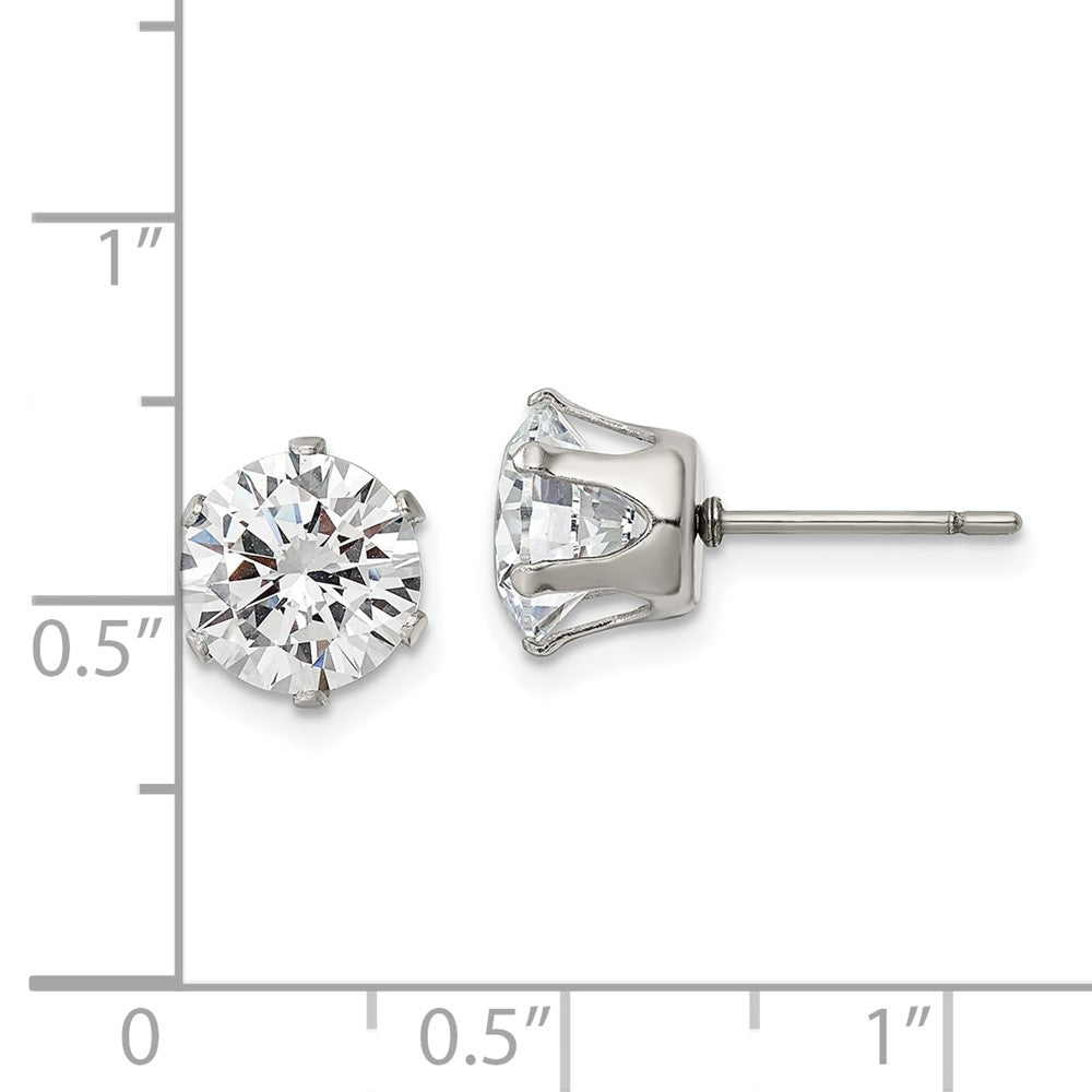 FJC Finejewelers Stainless Steel Polished Round CZ Stud Post Earrings 8 x 8 mm