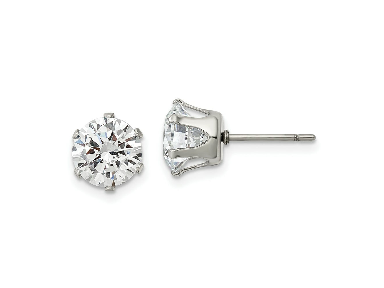FJC Finejewelers Stainless Steel Polished Round CZ Stud Post Earrings 8 x 8 mm