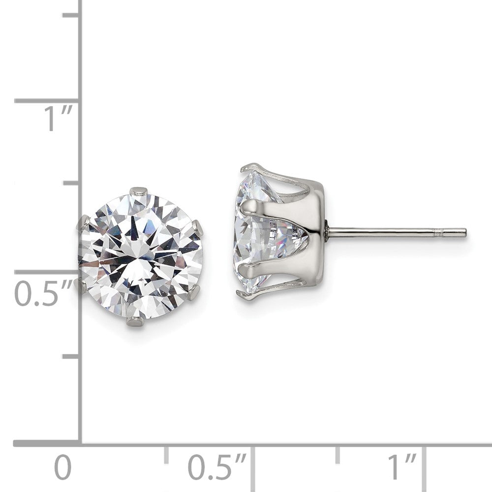 FJC Finejewelers Stainless Steel Polished Round CZ Stud Post Earrings 10 x 9 mm