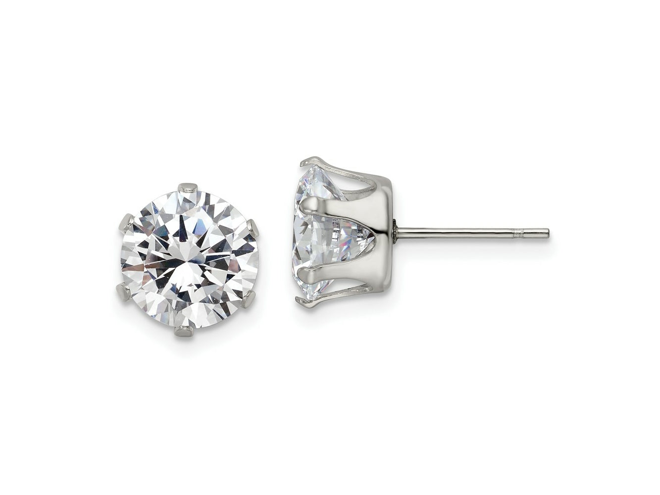 FJC Finejewelers Stainless Steel Polished Round CZ Stud Post Earrings 10 x 9 mm