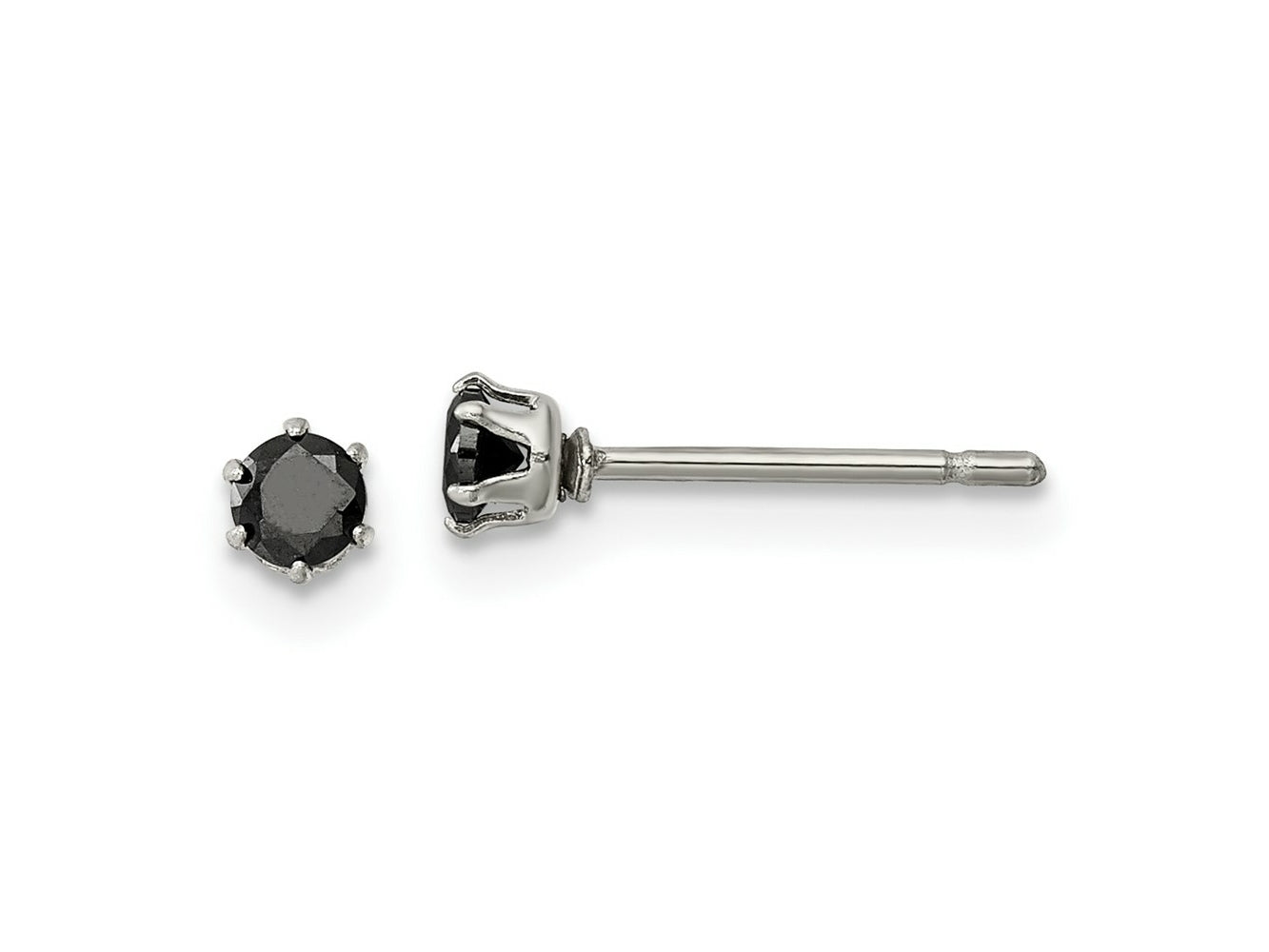FJC Finejewelers Stainless Steel Polished Black Round CZ Stud Post Earrings 3 x 3 mm