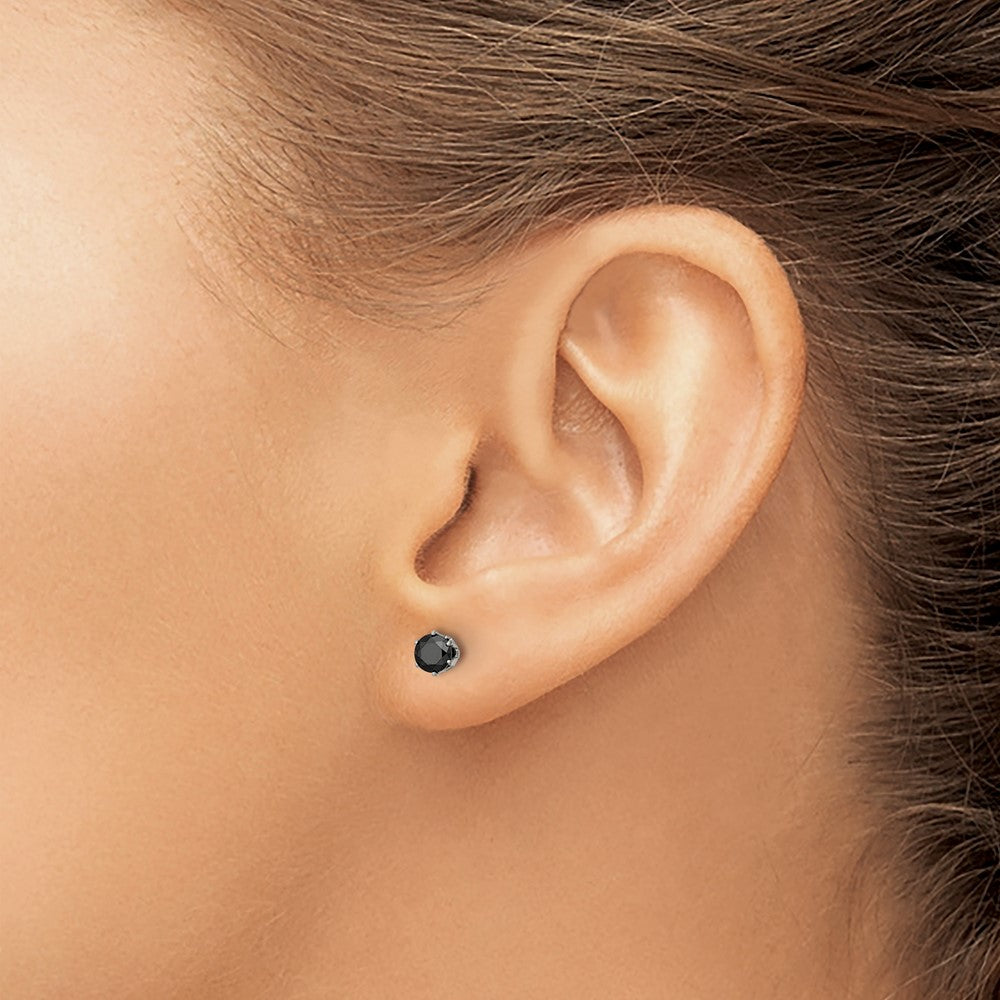 FJC Finejewelers Stainless Steel Polished Black Round CZ Stud Post Earrings 4 x 4 mm
