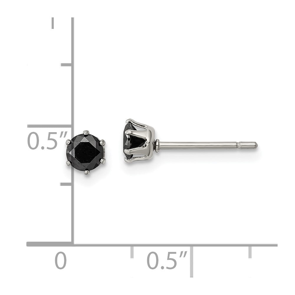 FJC Finejewelers Stainless Steel Polished Black Round CZ Stud Post Earrings 4 x 4 mm