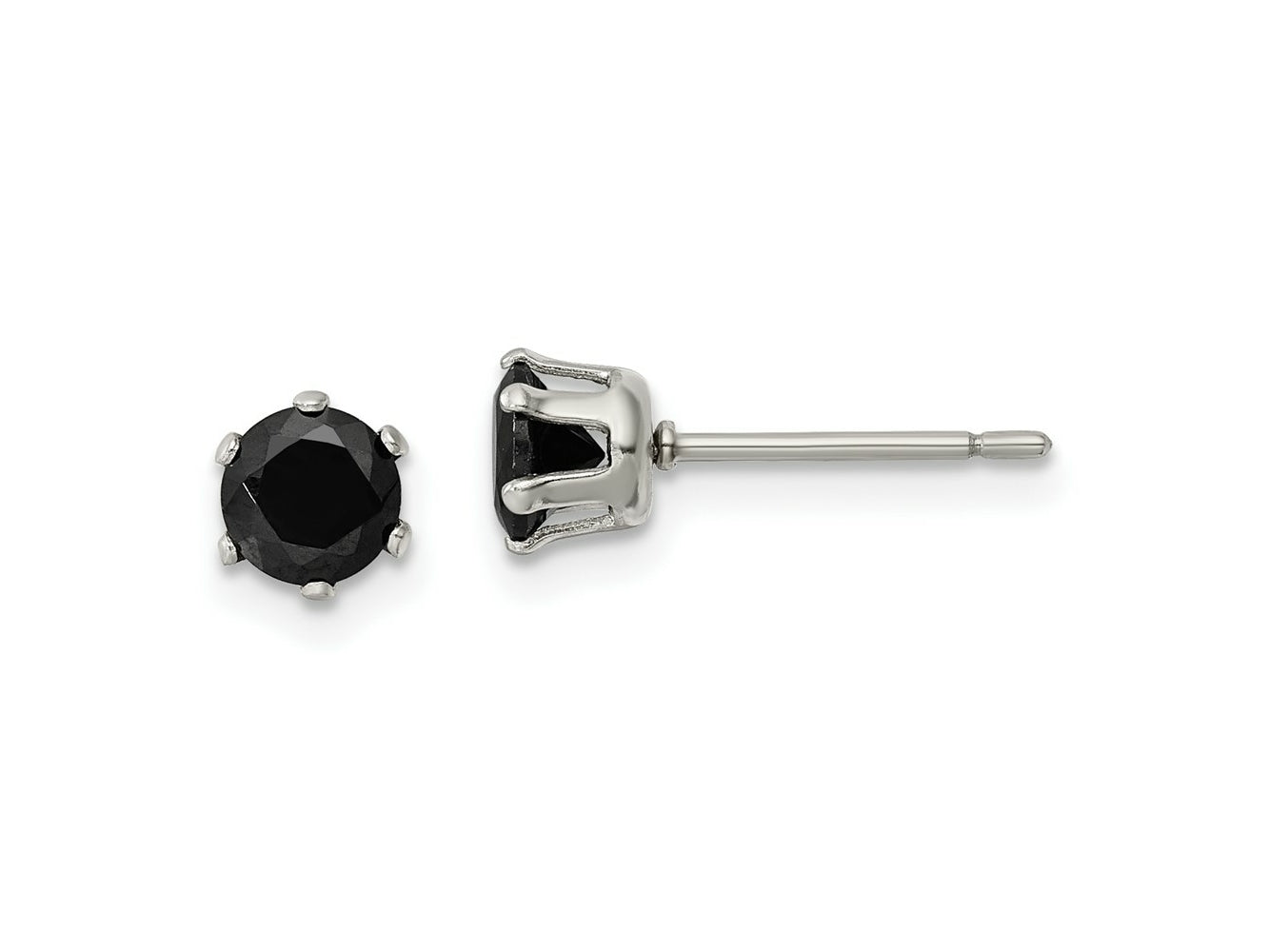 FJC Finejewelers Stainless Steel Polished Black Round CZ Stud Post Earrings 5 x 5 mm