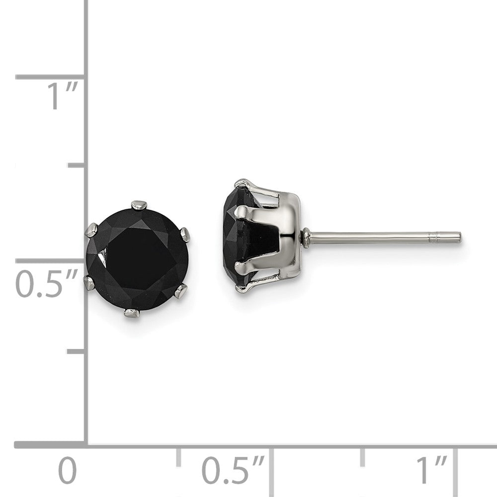 FJC Finejewelers Stainless Steel Polished Black Round CZ Stud Post Earrings 7 x 7 mm