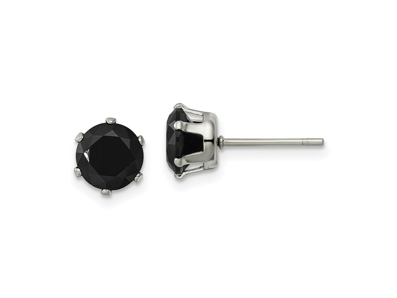 FJC Finejewelers Stainless Steel Polished Black Round CZ Stud Post Earrings 7 x 7 mm