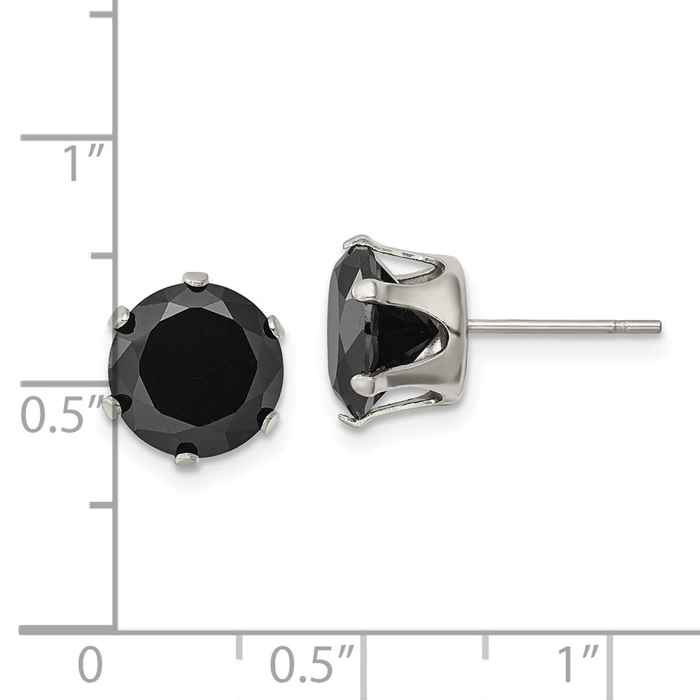 FJC Finejewelers Stainless Steel Polished 9mm Black Round CZ Stud Post Earrings 9 mm x 8 mm