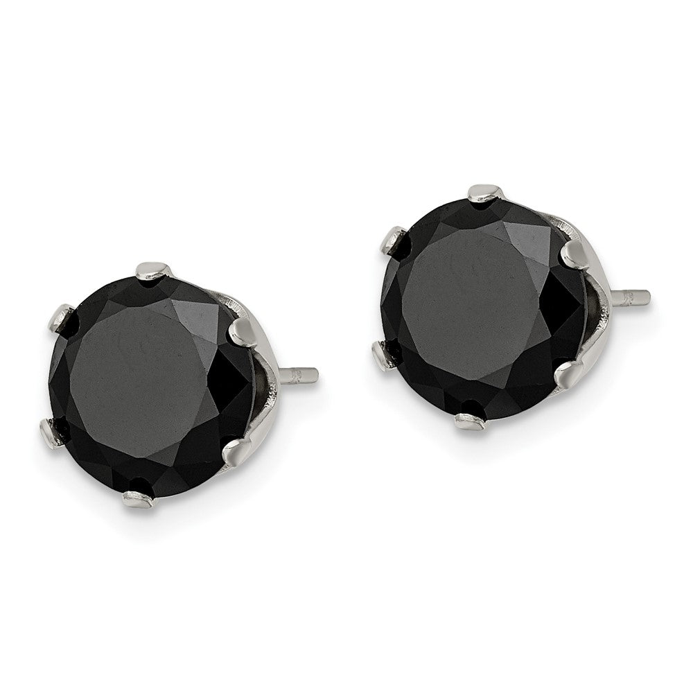 FJC Finejewelers Stainless Steel Polished 9mm Black Round CZ Stud Post Earrings 9 mm x 8 mm