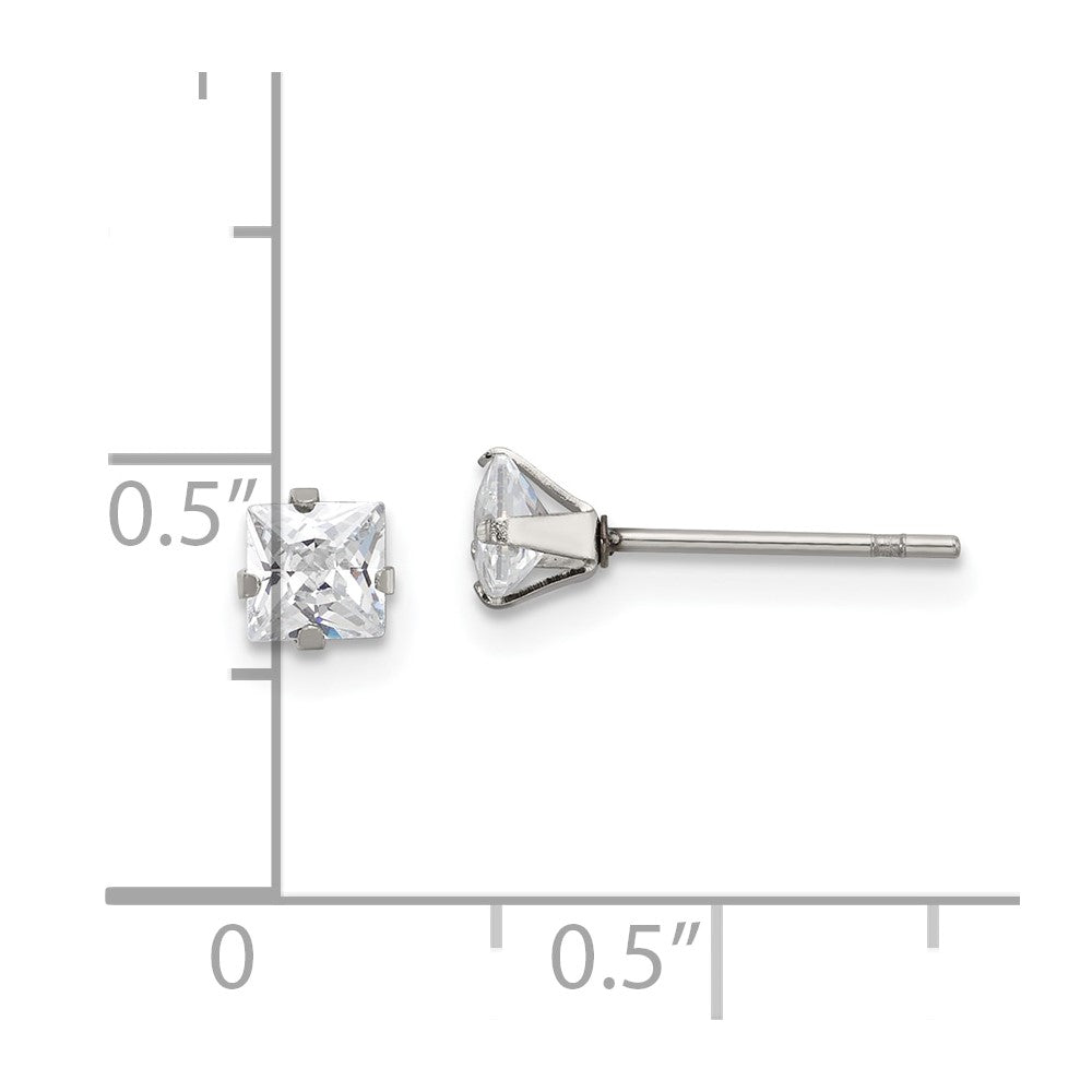 FJC Finejewelers Stainless Steel Polished Square CZ Stud Post Earrings 4 x 4 mm