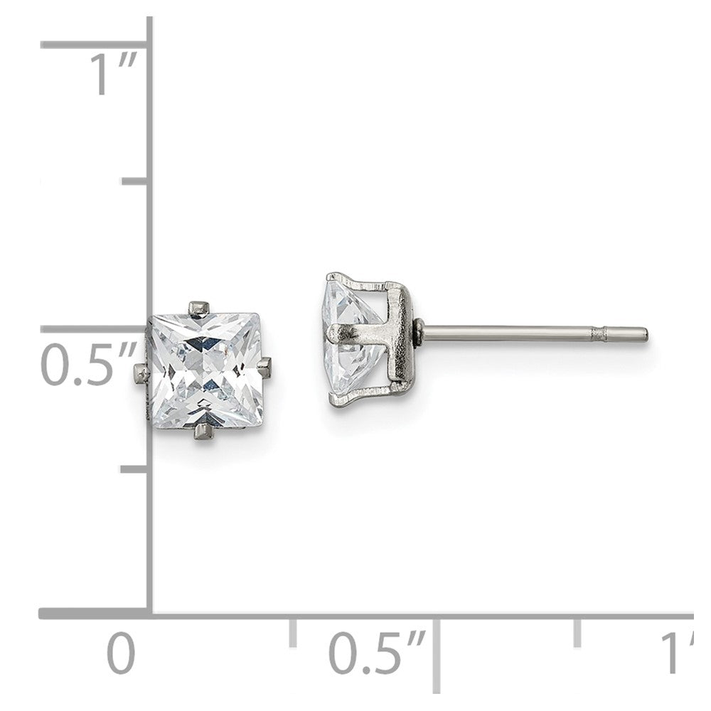 FJC Finejewelers Stainless Steel Polished Square CZ Stud Post Earrings 5 x 5 mm