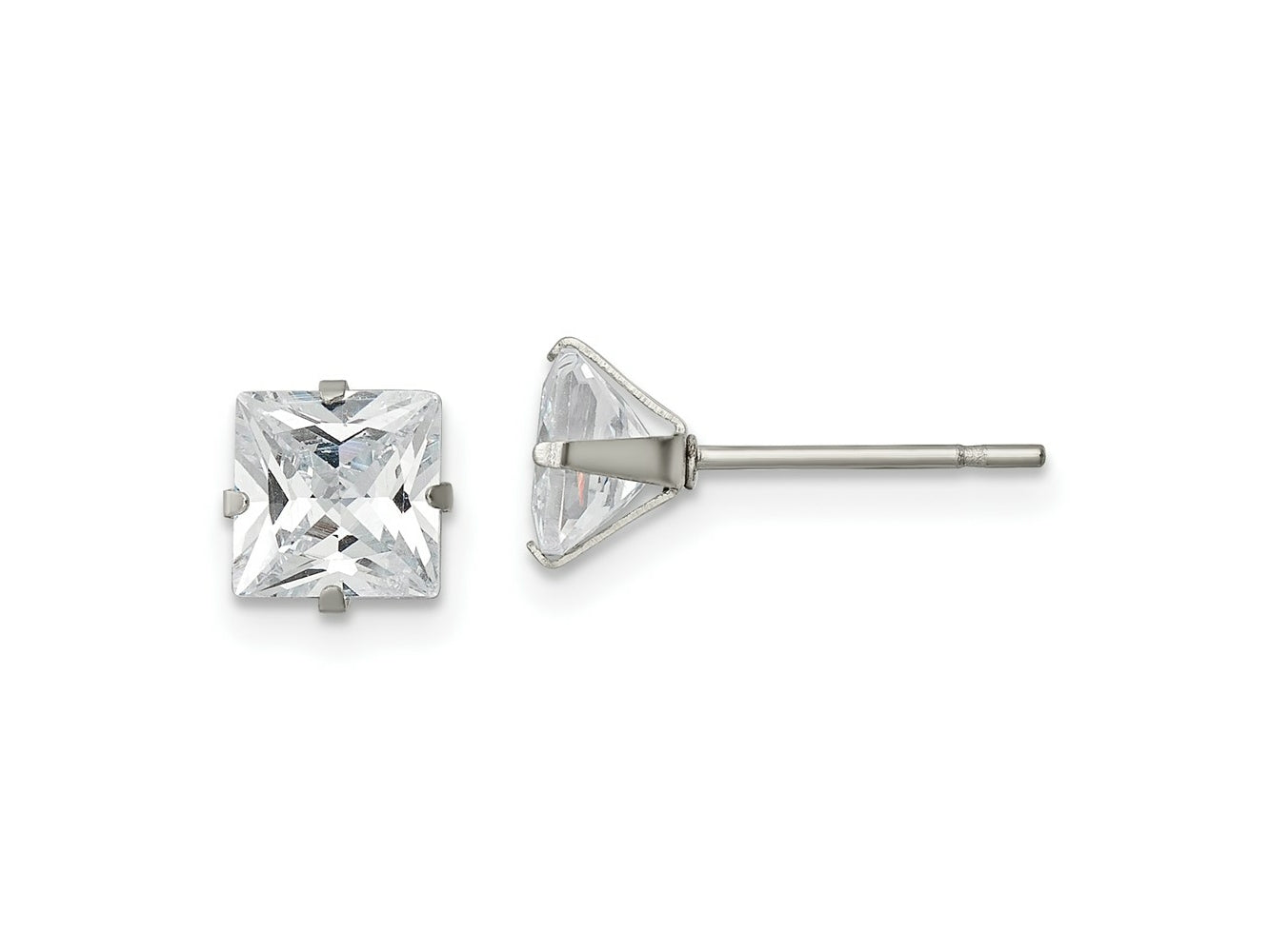 FJC Finejewelers Stainless Steel Polished Square CZ Stud Post Earrings 6 x 6 mm