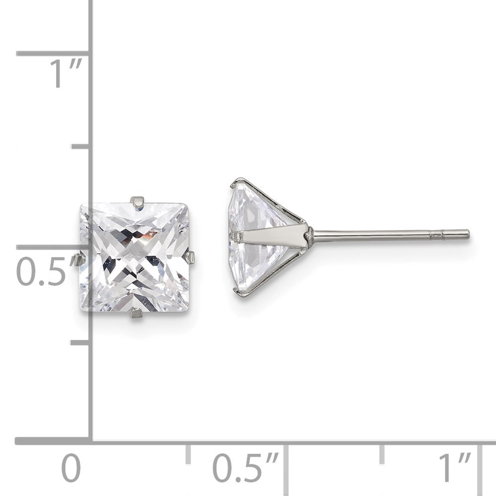 FJC Finejewelers Stainless Steel Polished Square CZ Stud Post Earrings 7 x 7 mm