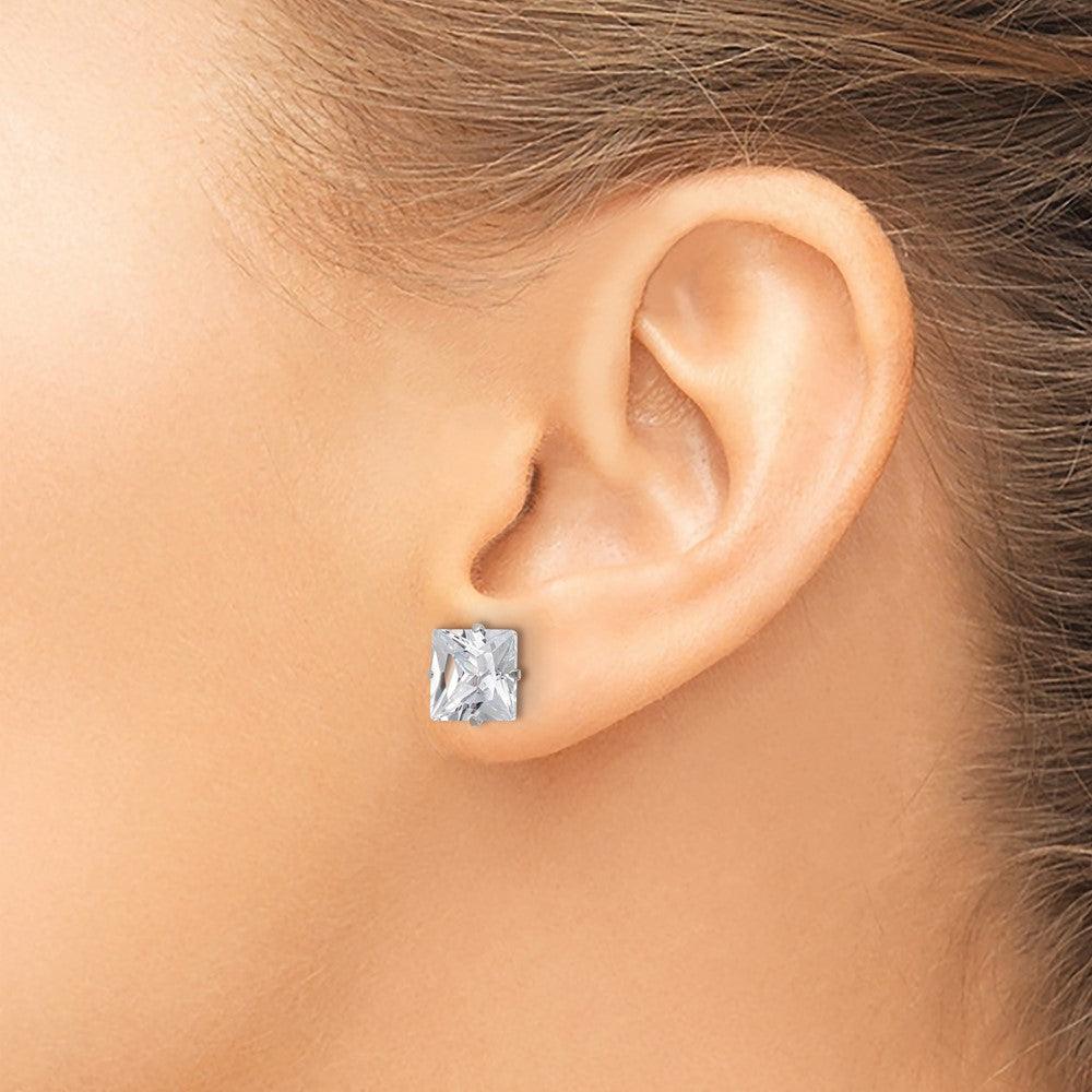 FJC Finejewelers Stainless Steel Polished Square CZ Stud Post Earrings 8 x 8 mm