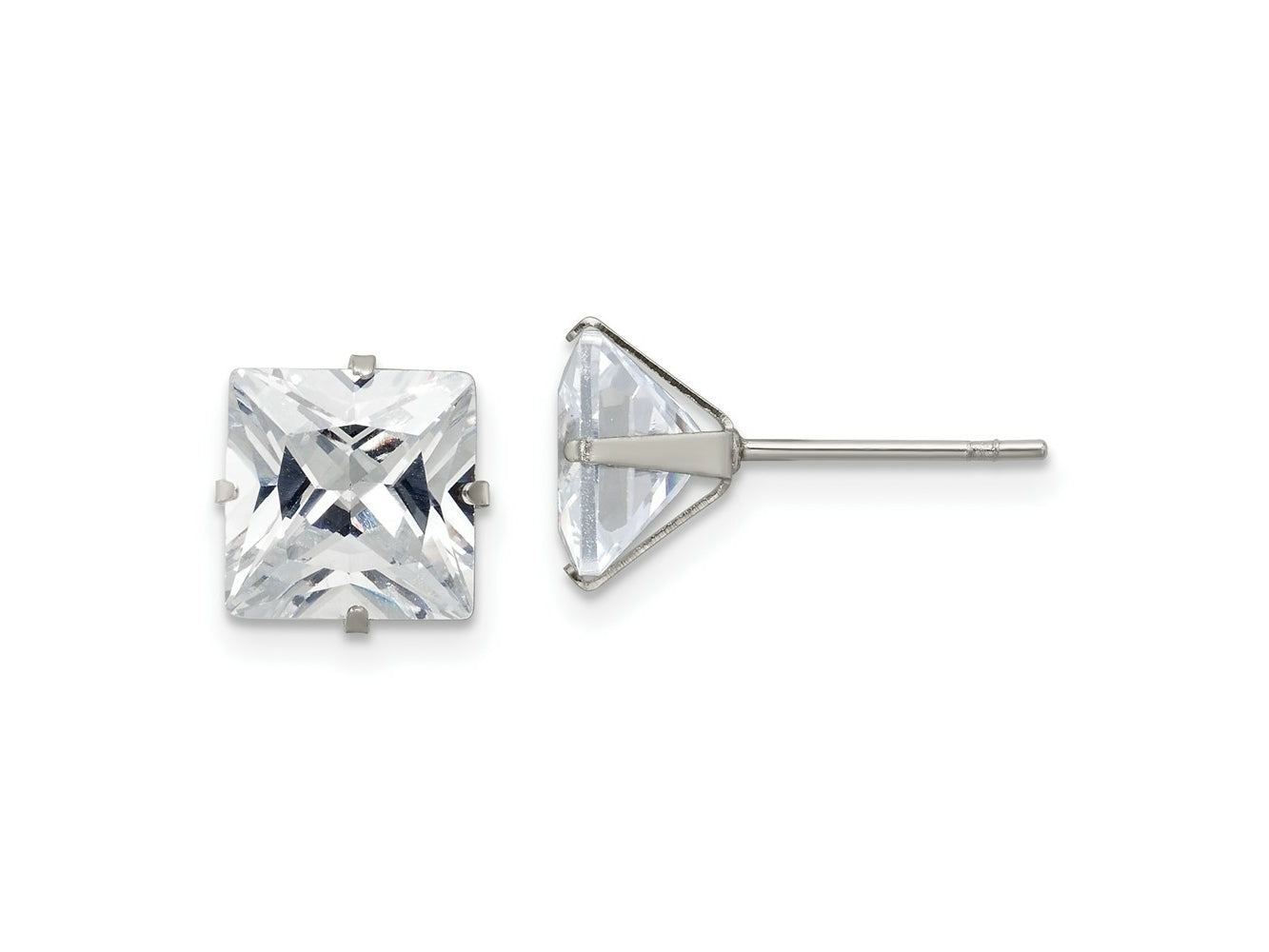FJC Finejewelers Stainless Steel Polished Square CZ Stud Post Earrings 8 x 8 mm