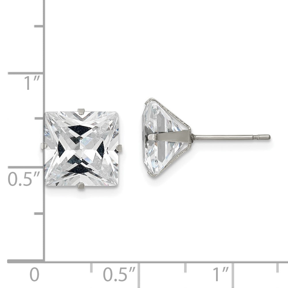 FJC Finejewelers Stainless Steel Polished Square CZ Stud Post Earrings 10 x 10 mm