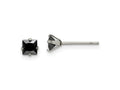 FJC Finejewelers Stainless Steel Polished Black Square CZ Stud Post Earrings 4 x 4 mm