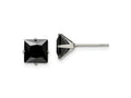 FJC Finejewelers Stainless Steel Polished Black Square CZ Stud Post Earrings 7 x 7 mm