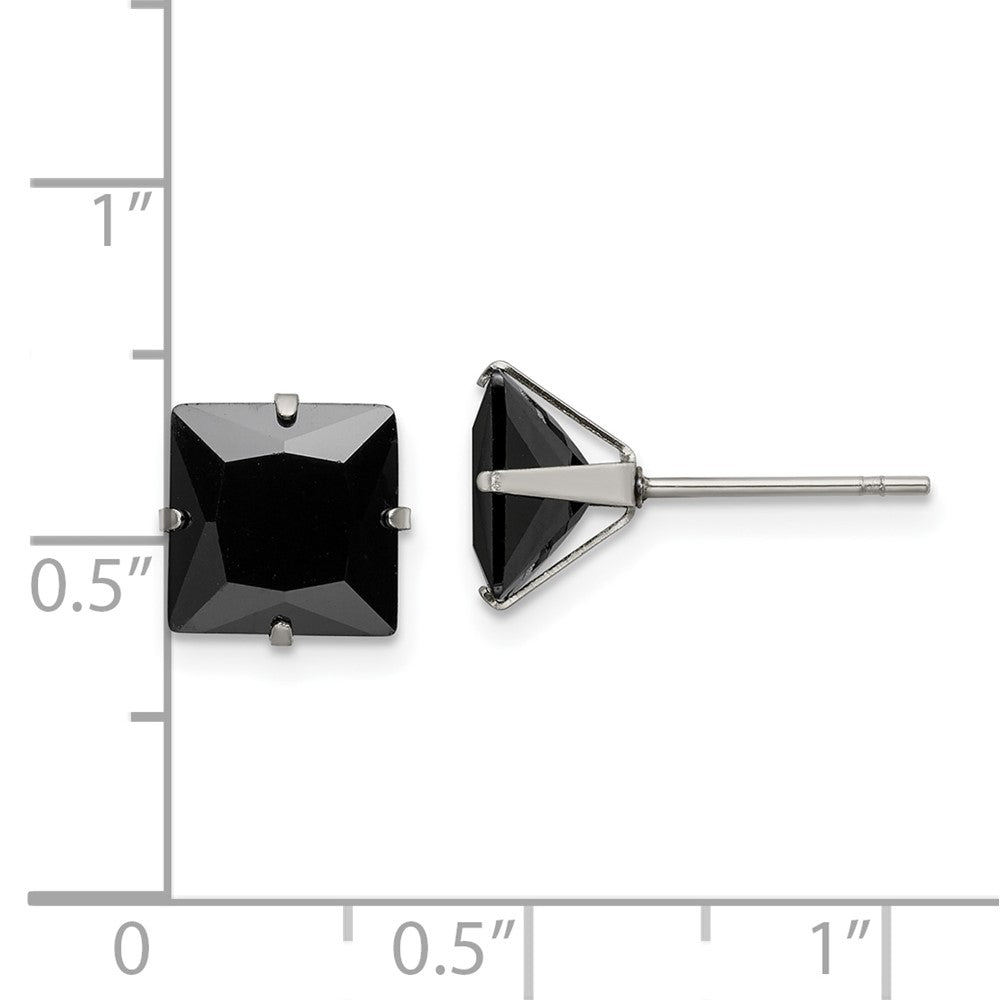 FJC Finejewelers Stainless Steel Polished 8mm Black Square CZ Stud Post Earrings 8 mm x 9 mm