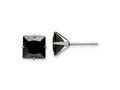 FJC Finejewelers Stainless Steel Polished 8mm Black Square CZ Stud Post Earrings 8 mm x 9 mm