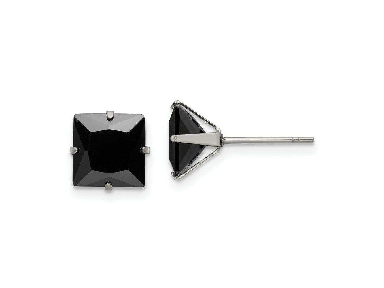 FJC Finejewelers Stainless Steel Polished 8mm Black Square CZ Stud Post Earrings 8 mm x 9 mm
