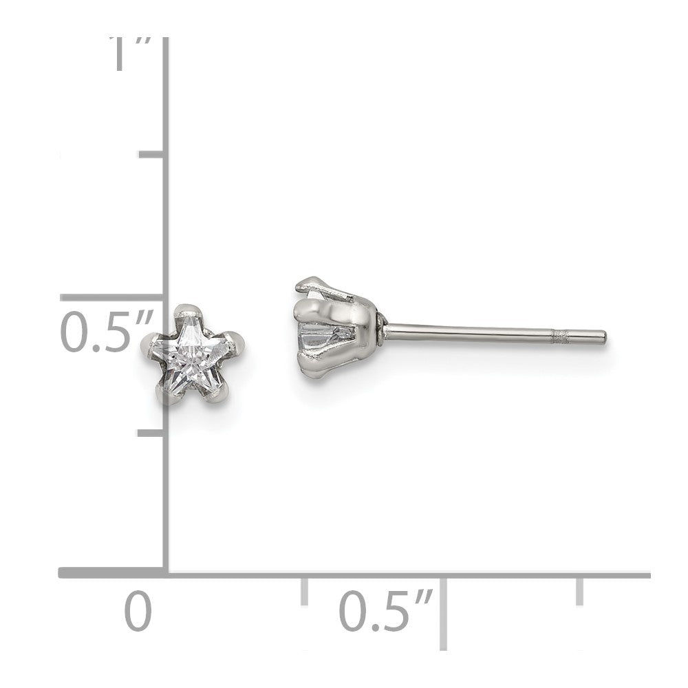 FJC Finejewelers Stainless Steel Polished Star CZ Stud Post Earrings 4 x 4 mm