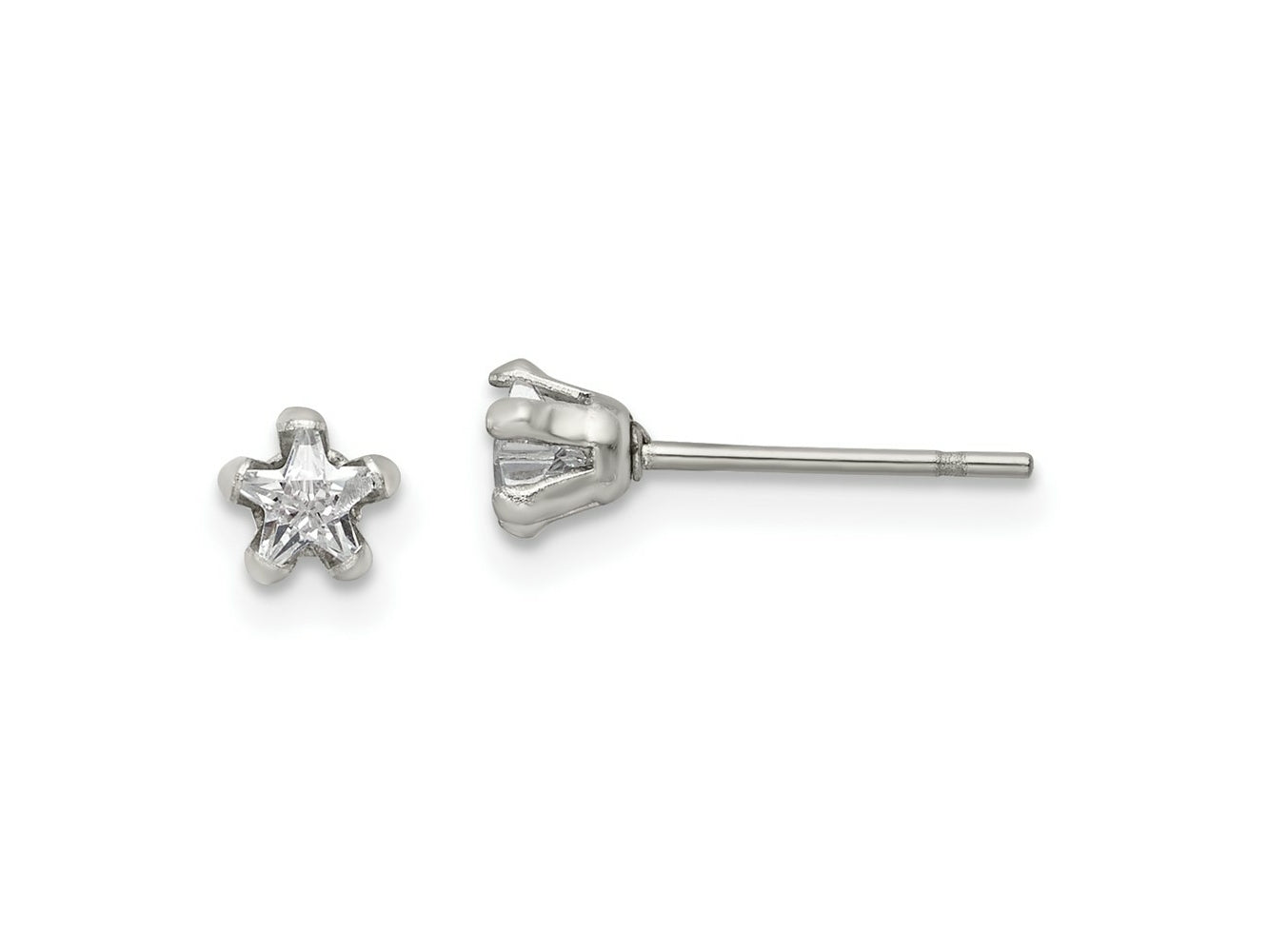 FJC Finejewelers Stainless Steel Polished Star CZ Stud Post Earrings 4 x 4 mm