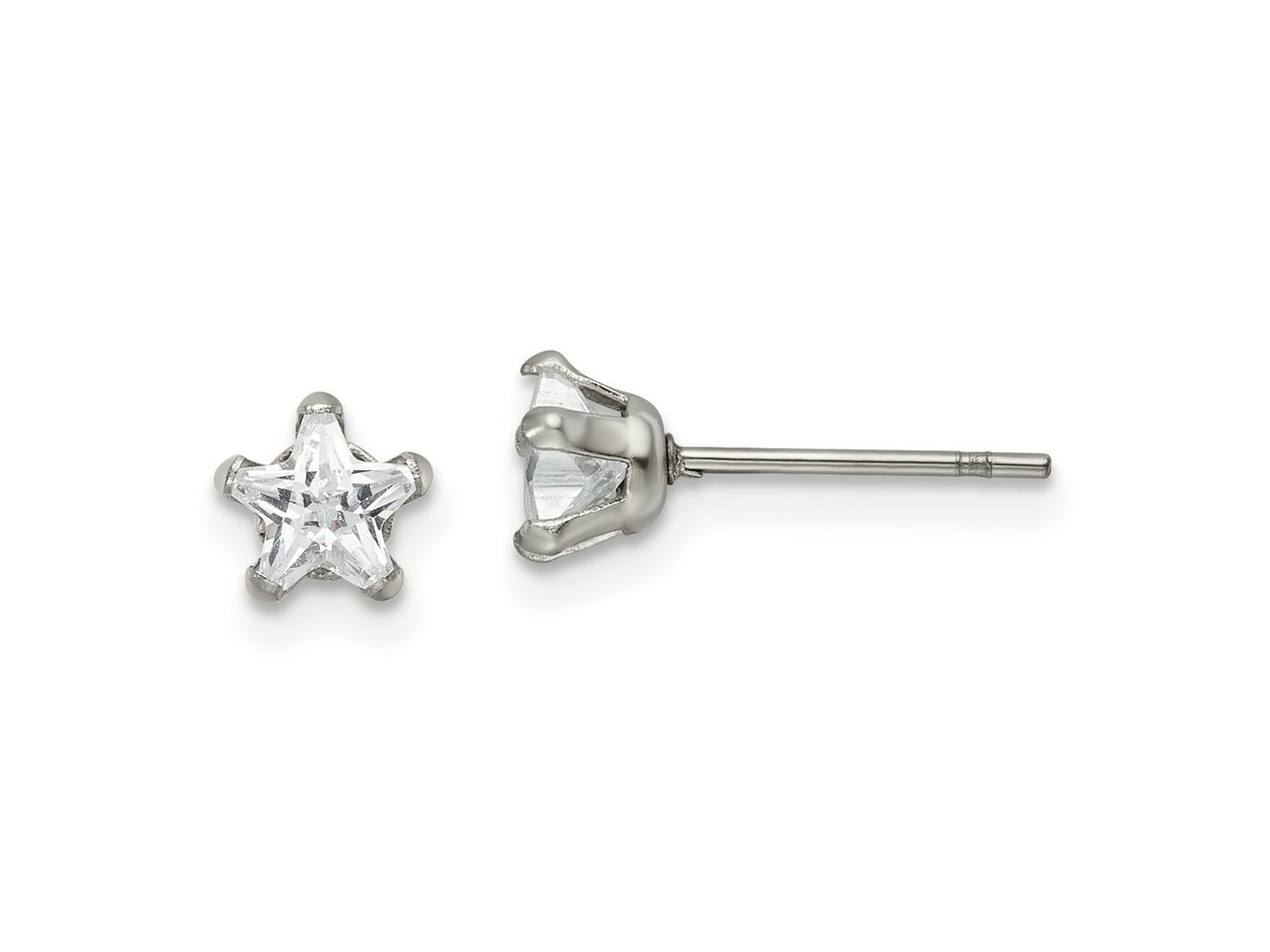 FJC Finejewelers Stainless Steel Polished Star CZ Stud Post Earrings 5 x 5 mm