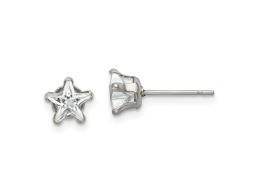 FJC Finejewelers Stainless Steel Polished Star CZ Stud Post Earrings 6 x 6 mm