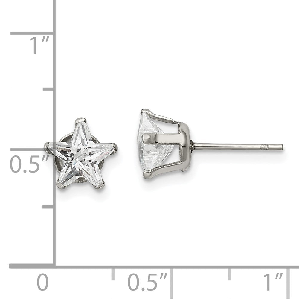 FJC Finejewelers Stainless Steel Polished Star CZ Stud Post Earrings 7 x 7 mm