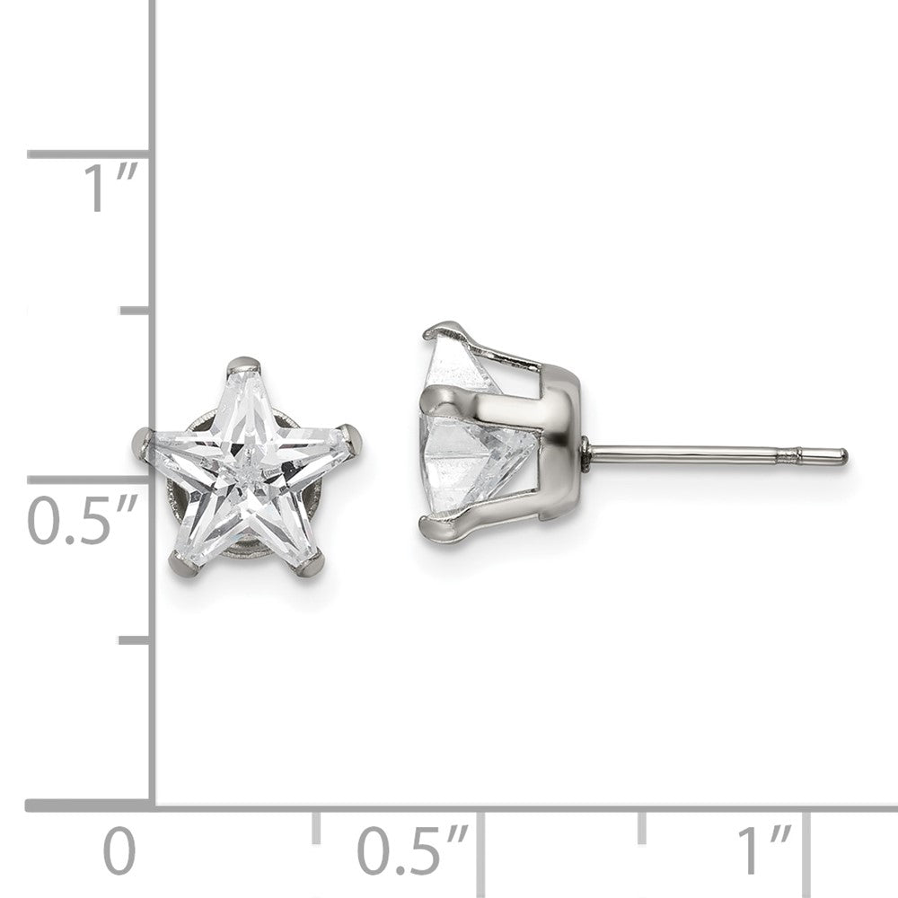 FJC Finejewelers Stainless Steel Polished Star CZ Stud Post Earrings 8 x 8 mm
