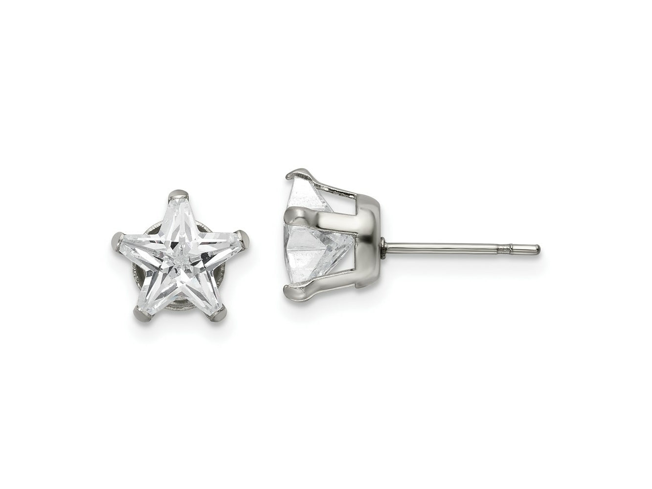 FJC Finejewelers Stainless Steel Polished Star CZ Stud Post Earrings 8 x 8 mm