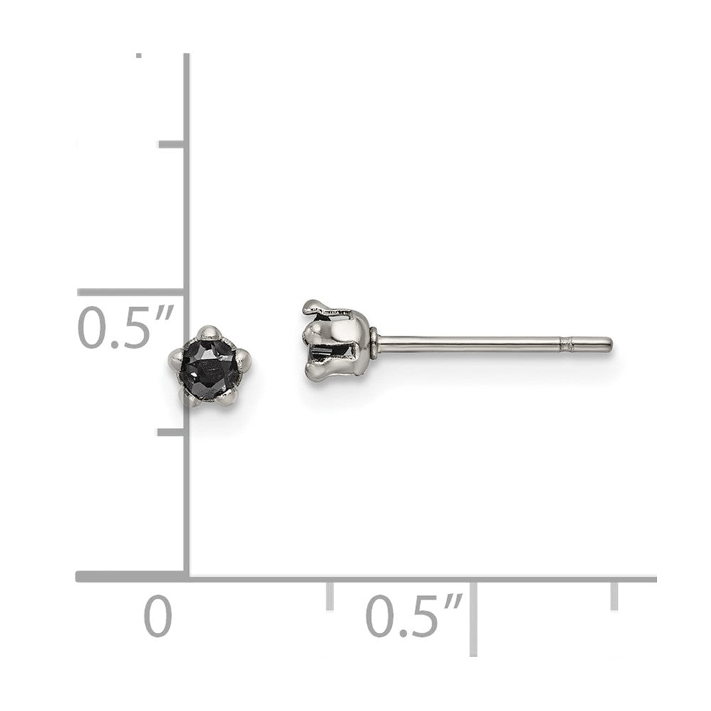 FJC Finejewelers Stainless Steel Polished Black Star CZ Stud Post Earrings 3 x 3 mm
